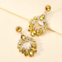 Crystal Wreath Drop Earrings Sparkly Rhinestone Statement Jewelry For Women Wedding Party Prom Festival Daily Wear