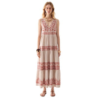Womens Lace Dress With V Neck And Sleeveless Design