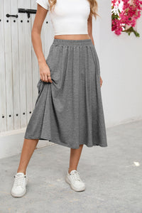 European And American High Waist Leisure Commute Loose Large Skirt Draping Midi Skirt