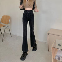 Hot Girl Love Jeans Women's High Waist Slim Design Micro-Flare Straight Pants