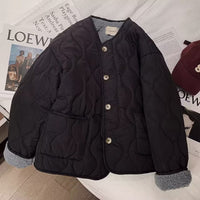 Lamb Fleece Cotton-padded Jacket For Women In Winter