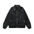 Three-dimensional Pocket Lapels PU Leather Jacket For Men