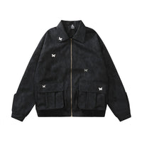 Three-dimensional Pocket Lapels PU Leather Jacket For Men