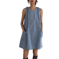 Summer New Stylish Large-Pocket Patchwork Hem Tank Dress