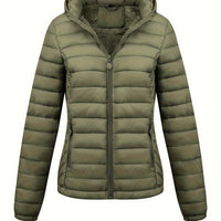 Women's Lightweight Hooded Winter Jacket Nylon Material