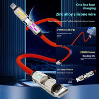 Expansion Adapter Real Silicone Data Four-in-one Car Charging Cable