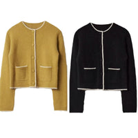 Loose Multicolor All-match Wool Blended Knitted Cardigan Sweater