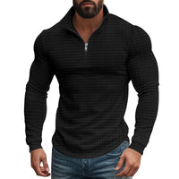 Half Zipper Small Plaid Casual Stand Collar Long Sleeve Sweater