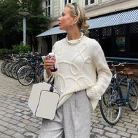 Solid Color Wool Irregular Embroidered Warm Long Sleeves Sweater