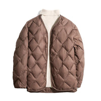 Women's Short Liner Plus Size Diamond Lattice White Duck Down V-neck Coat