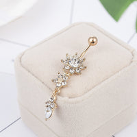 Round Inlaid Zircon Belly Button Umbilical Ring