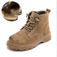CUHK Children's British Baby Soft-soled Cowhide Cotton Boots
