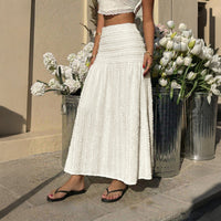 Womens Fashion Casual Solid-Color Skirt With Elastic Waist
