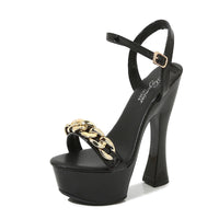 14cm Chunky-Heel Waterproof Platform Summer Ankle-Strap Sexy High Heels