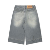 American-style Retro Cat Beard Washed Distressed Design Shorts
