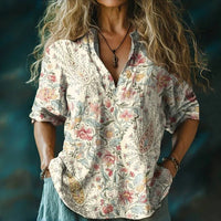 Women's Loose Casual Tie-dye Printed Long-sleeved Shirt
