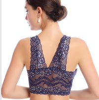 Lace zero-binding seamless underwear Women's vest-type micro-gathered no steel ring sports bra wholesale