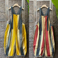 Vintage Stripe Suspender Pants Women's Loose Cotton Denim Jumpsuit