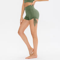 Women's Nude Yoga Shorts Tight Drawstring High Waist
