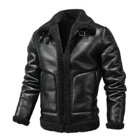 Casual Black Single-breasted Youth Loose Fleece-lined Side Seam Sidekick Lapel