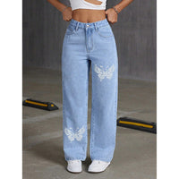 Womens Elegant Printed Straight-Fit Long Pants