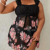Womens Plus-Size Quick-Drying Modest Backless Two-Piece Skirt-Like Shorts