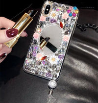 Acrylic-Mirror Rhinestone Tassel Phone Case