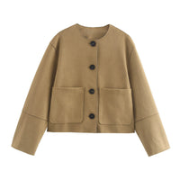 Fashion Suede Texture Effect Jacket Coat