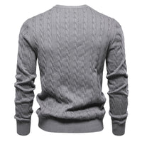 Embroidered Solid Color Knitted Sweater With Deer Pattern