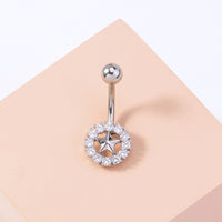 Exaggerated Personality Micro-inlaid Round Five-pointed Star Belly Button