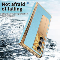 All-inclusive Electroplating Plain Leather Double Hinge Phone Case Hard Case With Pen Slot