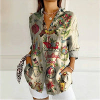 Printed Autumn Leisure Loose Shirt Women's Top