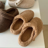 Closed Toe Half Slippers For Women Fleece-lined Thickened Two-way Wear Fluffy Shoes