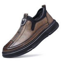 Solid Color Casual Round Toe Leather Shoes For Men