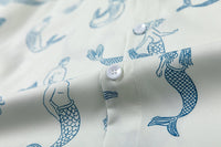 Mermaid Printed Short-sleeved Shirt Loose Men