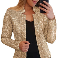 Women's Gold Color-blocking Sequin Short Chic