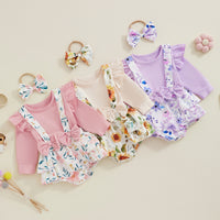 Infant Baby Girl Shoulder Strap Princess Dress Multi-color Long-sleeved Triangle Romper