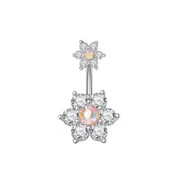 Flower Belly Ring Inlaid Zircon Water Drop Serpentine