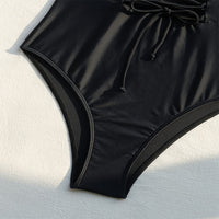 Simple Drawstring Figure-flattering One-piece Bikini