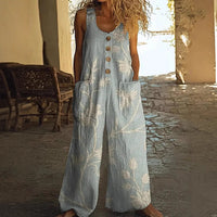Womens Sleeveless Loose Pocketed Jumpsuit