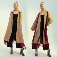 Hem tassel patchwork trench coat