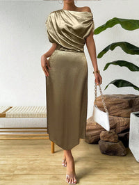 Womens New Amazon Solid-Colored Satin Dress