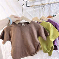 Slub cotton candy color bottoming shirt