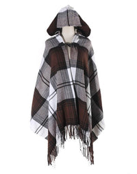 Tribal Bohemian Cape With Hoodie Khaki