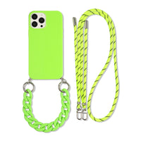 Solid Color Diagonal Double Lanyard Mobile Phone Case