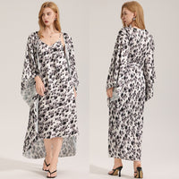 Womens Simple Satin Chiffon Camisole And Robe Set