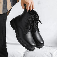 Martin  Men's High-top Black Leather Boots