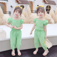 Girls' Puff Sleeve Baby Shirt Floral Two Piece Set