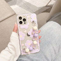 Purple Flower Wrist Strap Phone Case