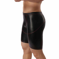 Men's Faux Leather Fitness 5-point Pants